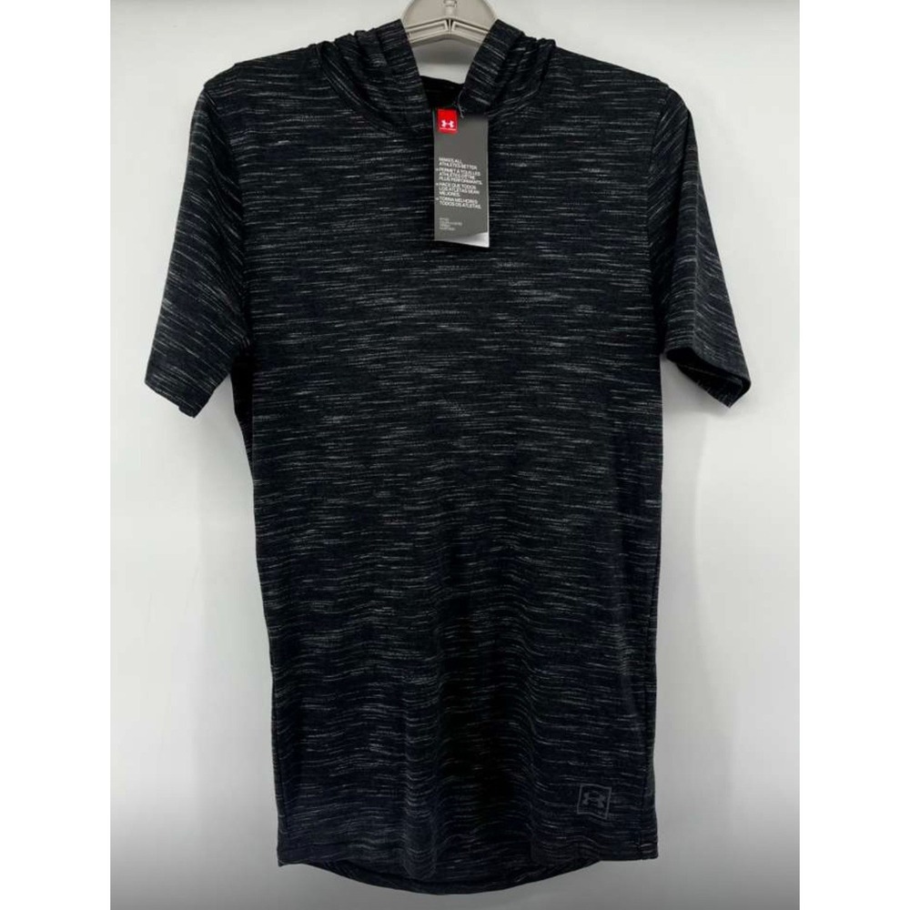 Under Armour Shirt Men's Sz S Charcoal Short Sleeve Fitted Hooded Activewear $40